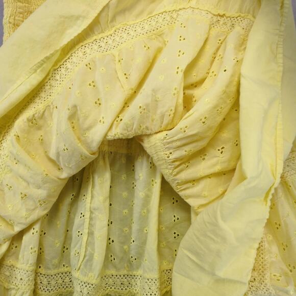 Speed Control Yellow Tiered Midi Skirt Plus Sz 3X Elastic Waist Smocked Peasant - Picture 9 of 10